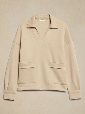 Banana Republic Factory Collared Pullover with Front Patch Pockets